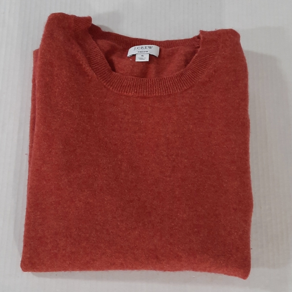 J Crew Cotton-Wool Blend Teddie Sweater Burnished Rust